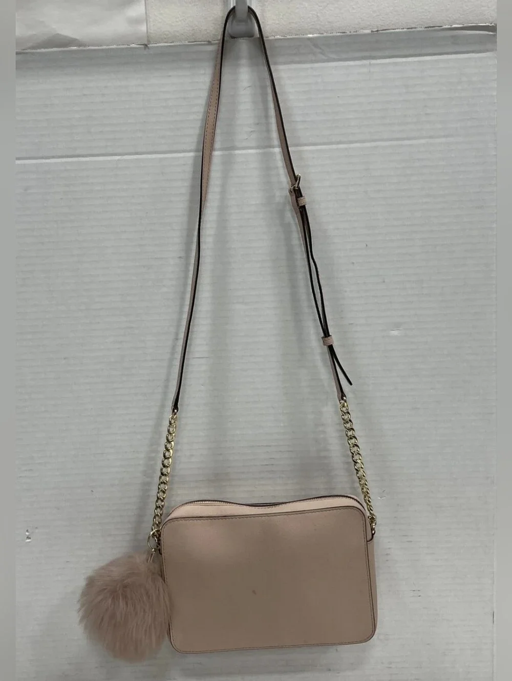 Michael Kors Blush Crossbody Camera Bag with Pom Pom *ink Stain